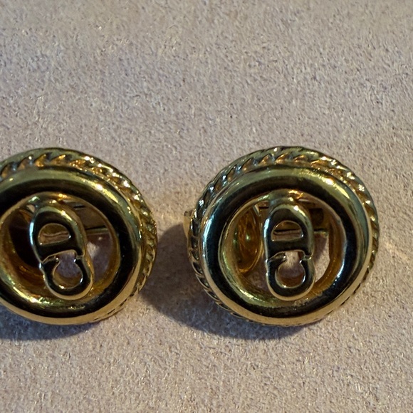 Dior Gold Button Clip-on Earrings - Picture 2 of 3